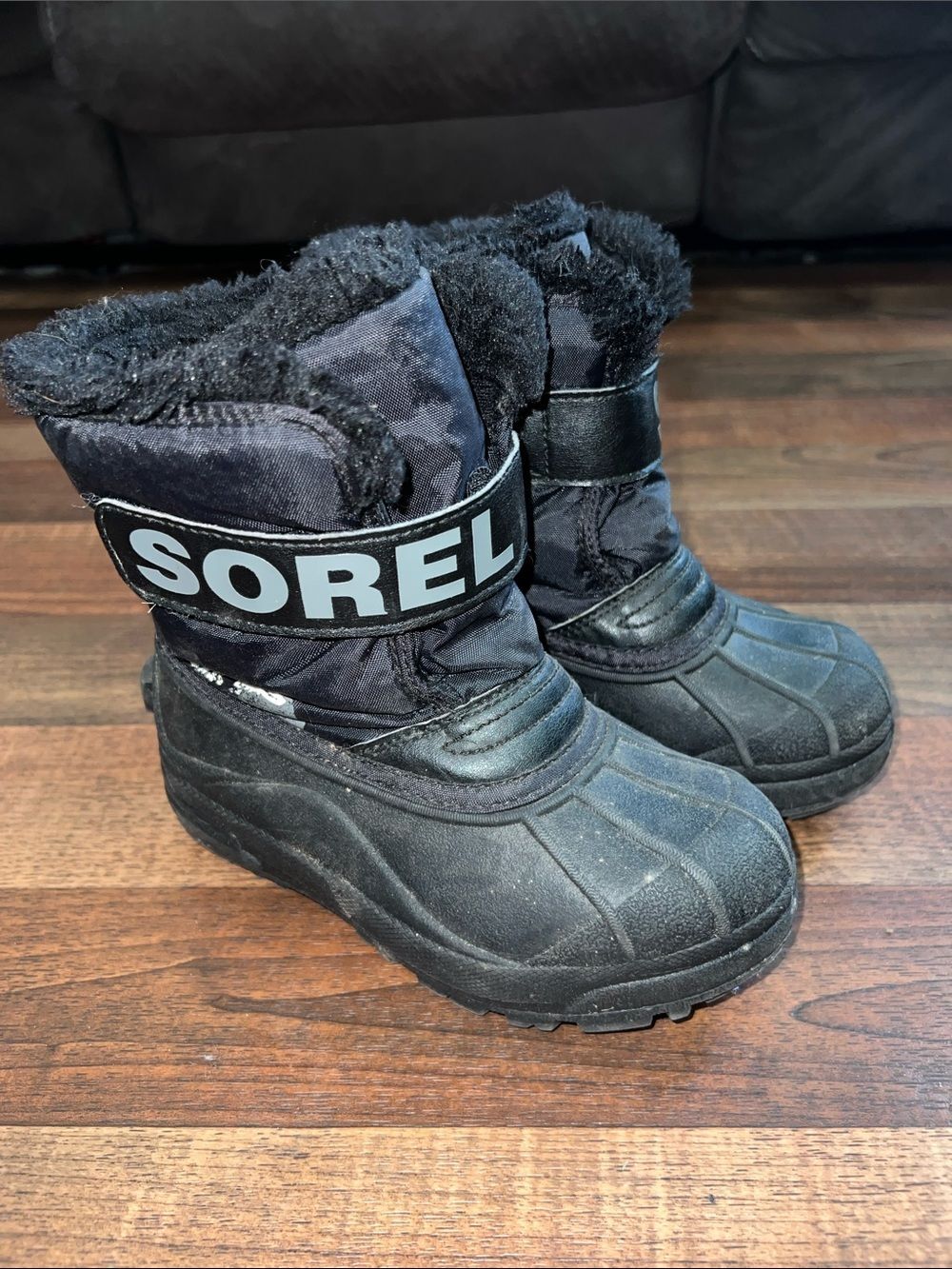 Sorel Kids Black Winter Boots with Faux Fur Trim